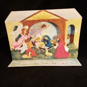 Vintage 1960s American Greetings Pop Up 3D Christmas Card Nativity